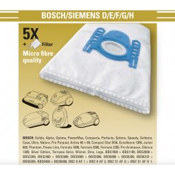 5 Sacchetti Aspirapolvere PakTrade Per Bosch SPHERA 20 1400W - Modello BSA2012/03 + Filtro